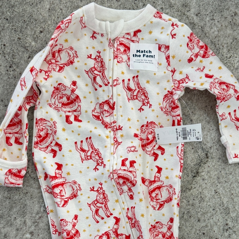 Old Navy Red and White Santa Baby 0-3 Pajamas